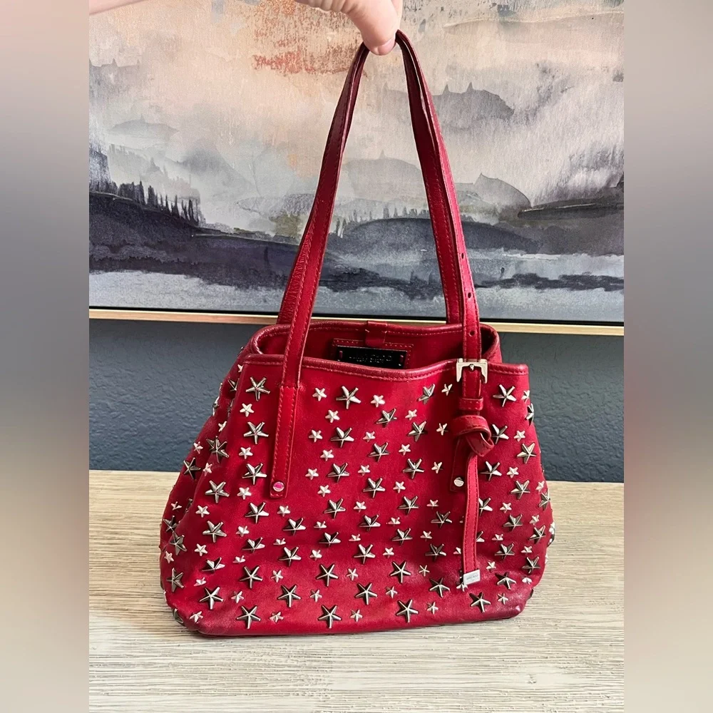 Jimmy Choo Small Sofia Red Leather Star Studded Handbag - EXCELLENT CONDITION - Picture 2 of 16